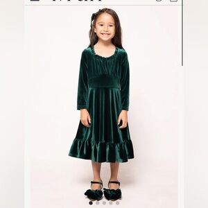 Ivy City Co Velvet Green Kids Formal Dress